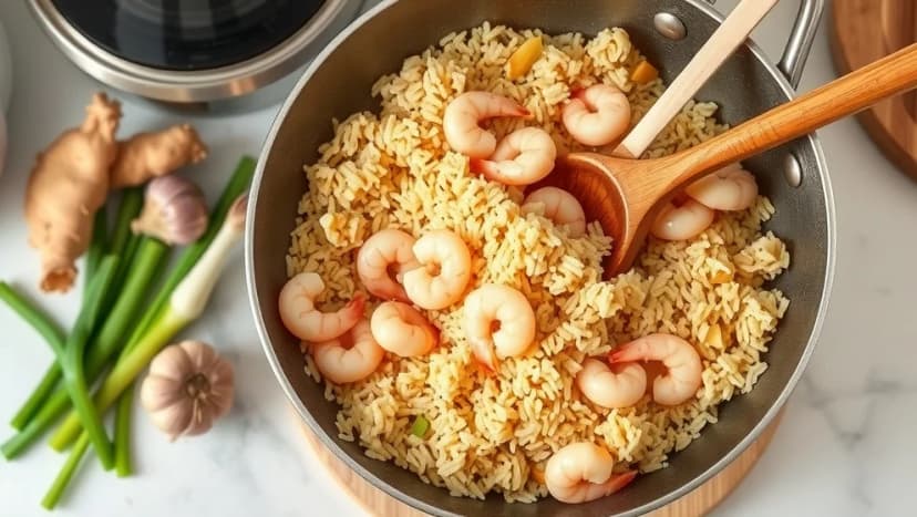 Fried rice med räkor hemma på ett enkelt sätt