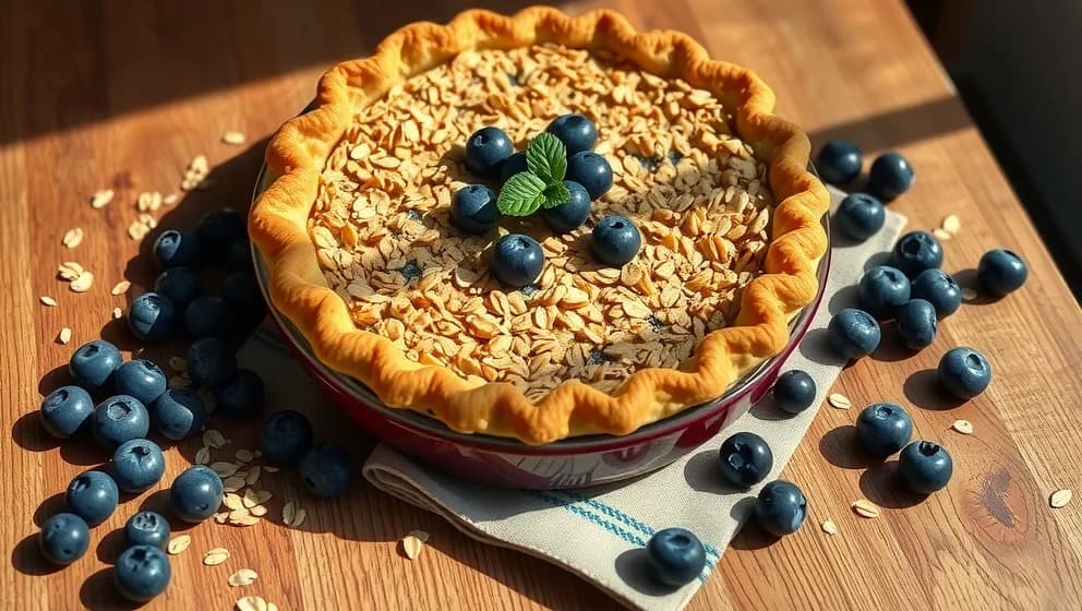 Glutenfri blåbärspaj med havregryn