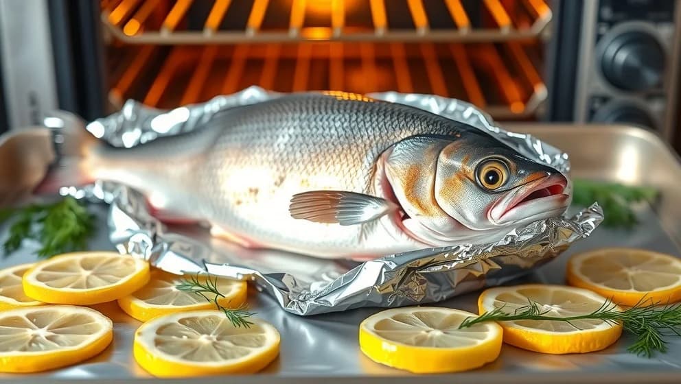 Hel röding i ugn folie blir saftig och god