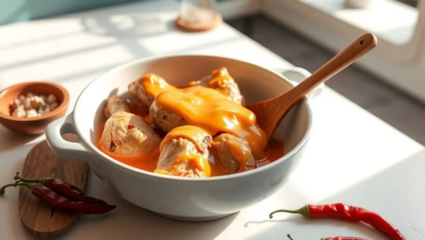 Kyckling med crème fraîche paprika och chili