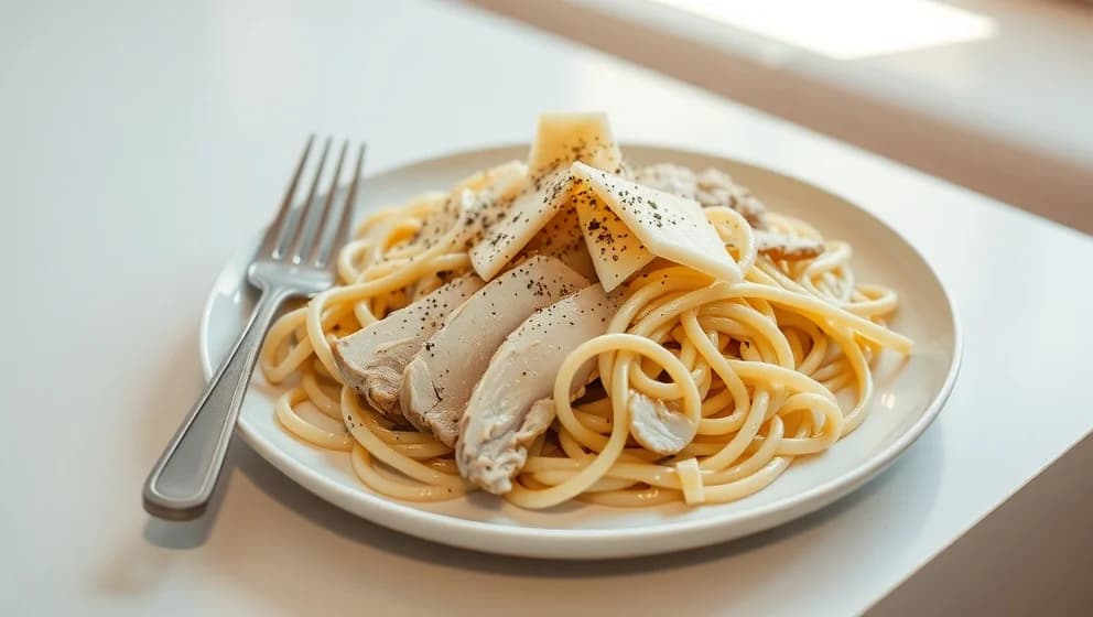 Pasta Alfredo med kyckling hemma