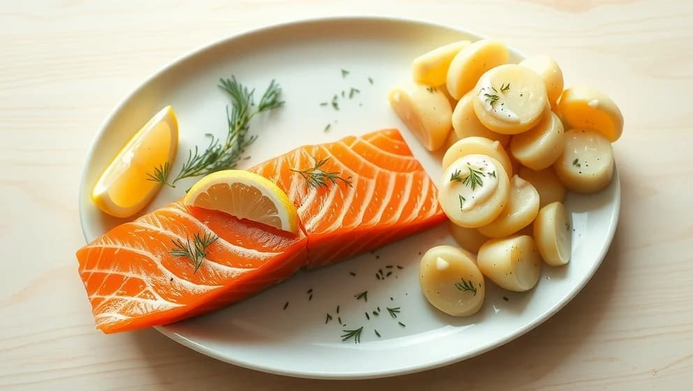 Rimmad lax med dillstuvad potatis