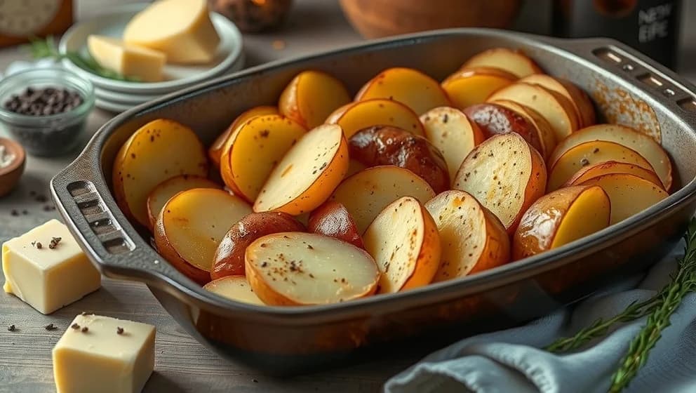 Skivad potatis i ugn hemma