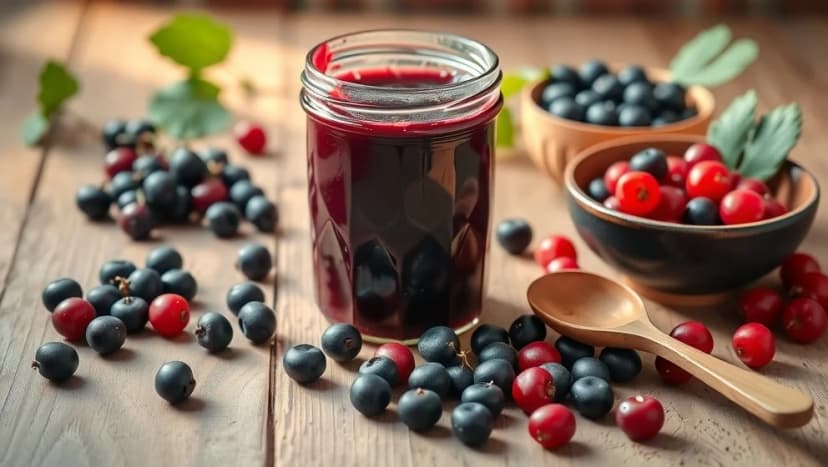 Svarta och röda vinbärssylt hemma